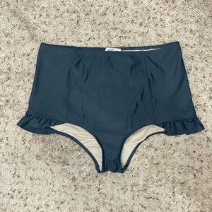 Kortni Jeane Dark Grey ruffle swim bottoms